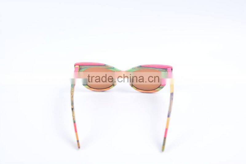 Pure manual coloured bamboo sun glasses Retro polarized sunglasses