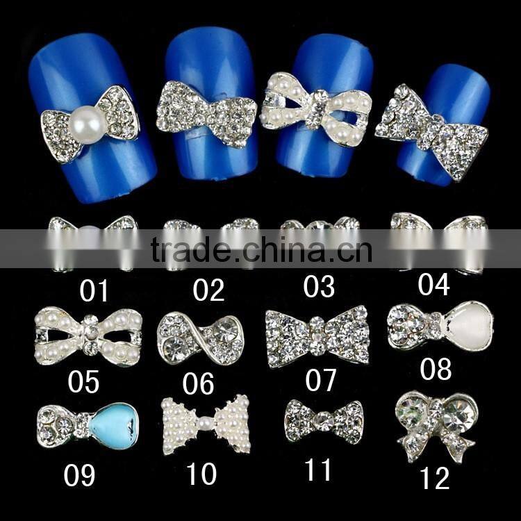2016 High Fashion New Trends 3d metal nail decoration beauty style bow tie rhinestone nail art&design pictures