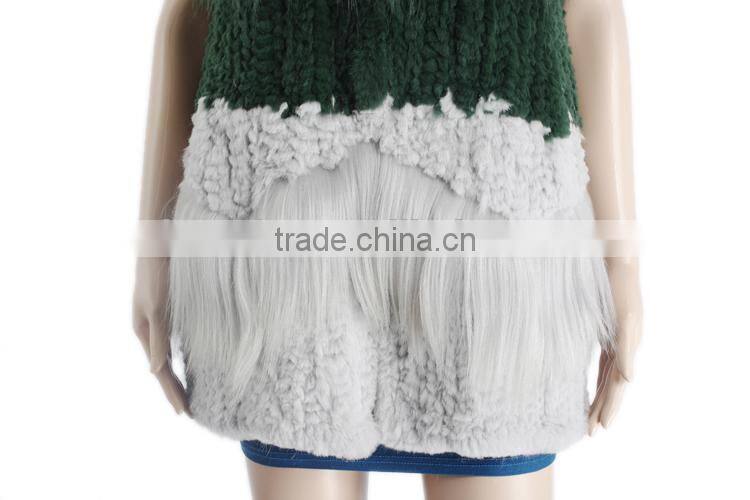 Women sheared rabbit fur and goat fur vest / women real fur vest/Stylish Long KZ150092