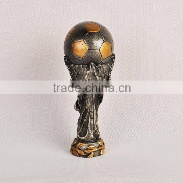 Resin football trophy cup with figure