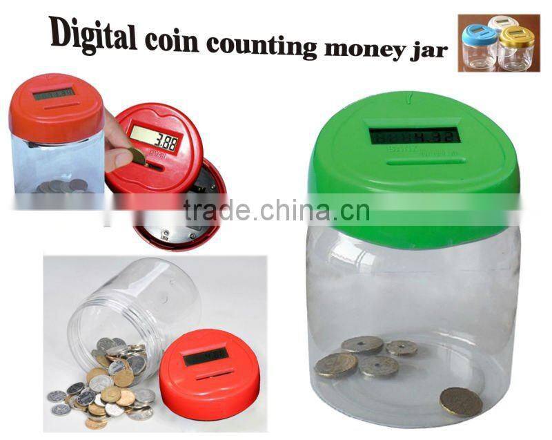 Digital coin counting money jar