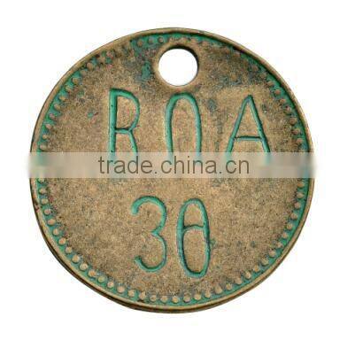 1000pcs Antique Green Zinc Alloy Personalized Round Charms for Bangle and Necklace