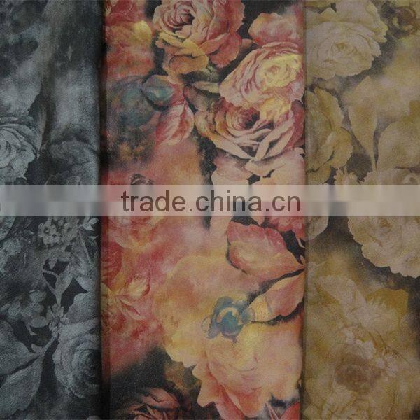Flower design leather clothes with 100% viscose backing