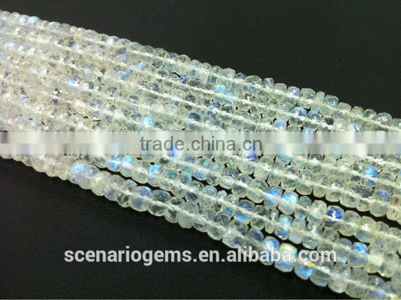 #325AE Natural Gemstone Roundel Faceted Loose Beads Rainbow Moonstone