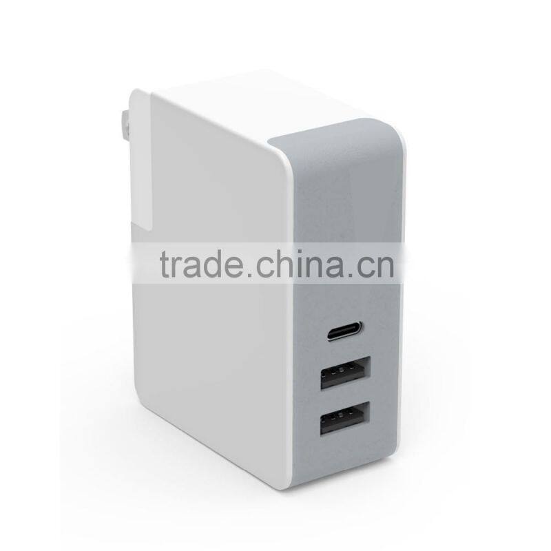 Anker new type-c 3.0 3A+2.4A 3 ports wall charger with EU/AU/US/UK plug