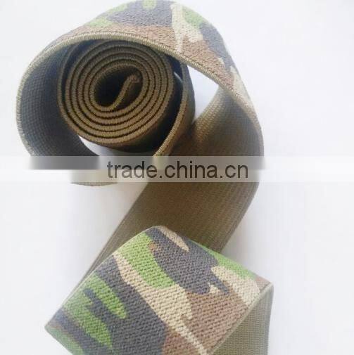 Top quality 100% cotton tape webbing camouflage elastic band