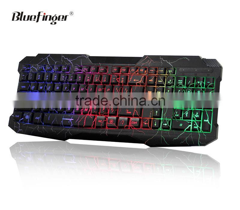 Colorful Cool cheaper USB wired keyboard in rainbow crack parttern