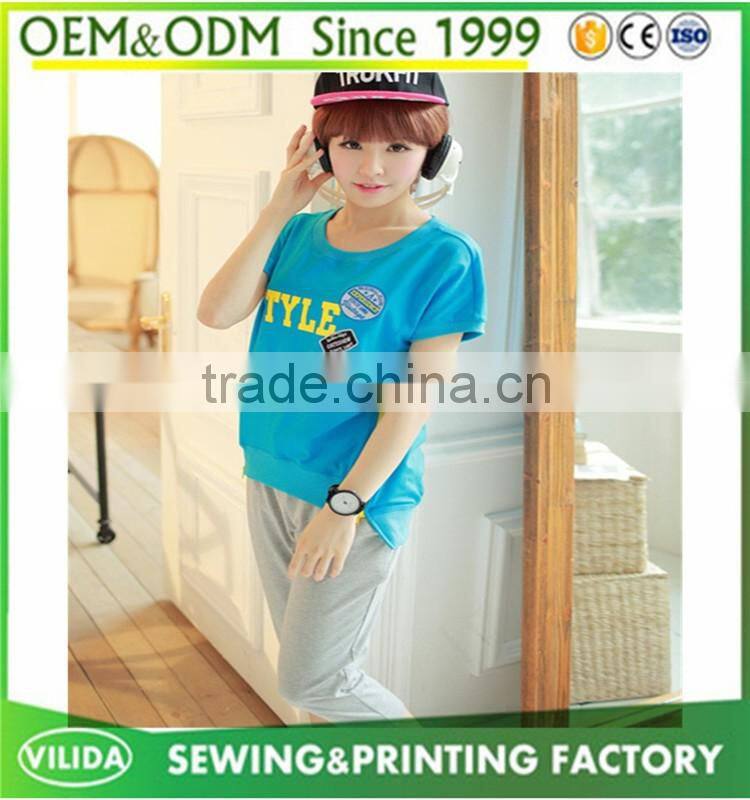 wholesale women pullover tracksuit two piece t shirt and pants suits