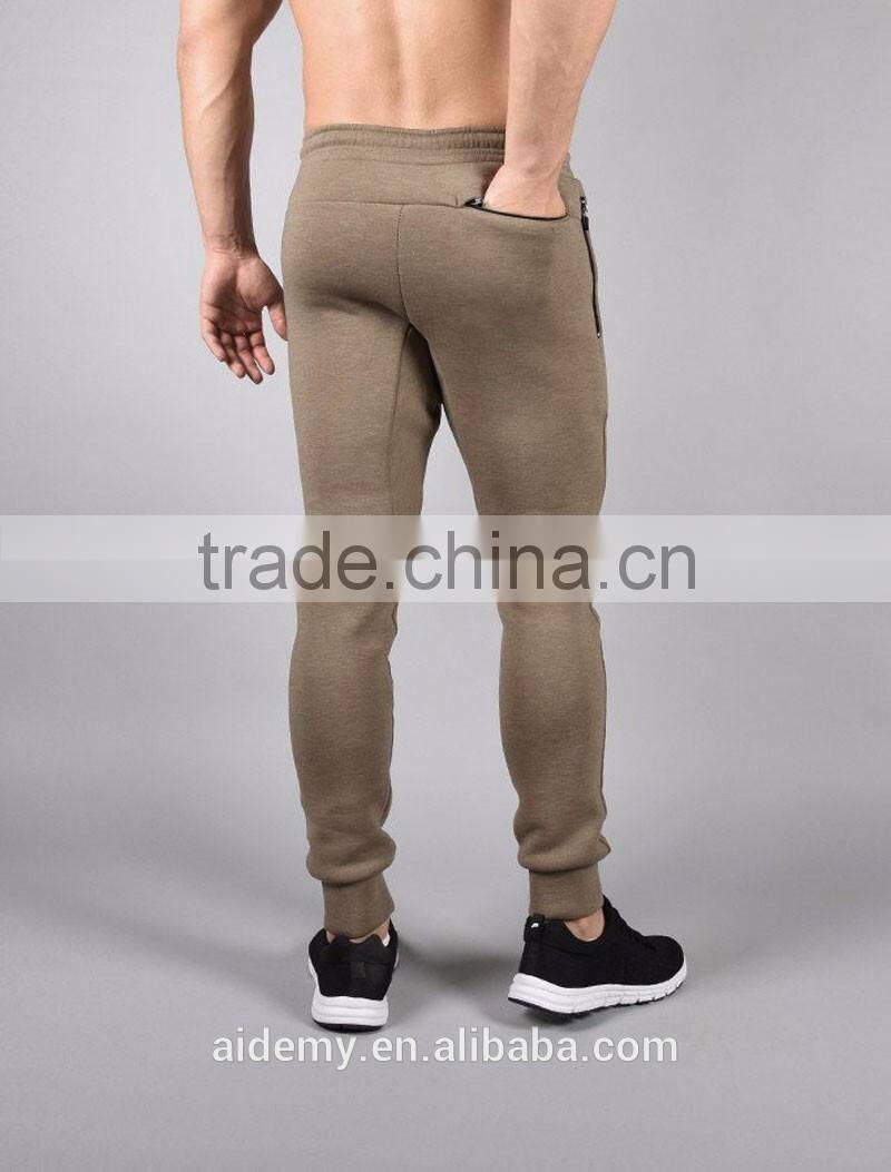 Fashion zipper pocket gym fitness joggers mens fleece jogger pants