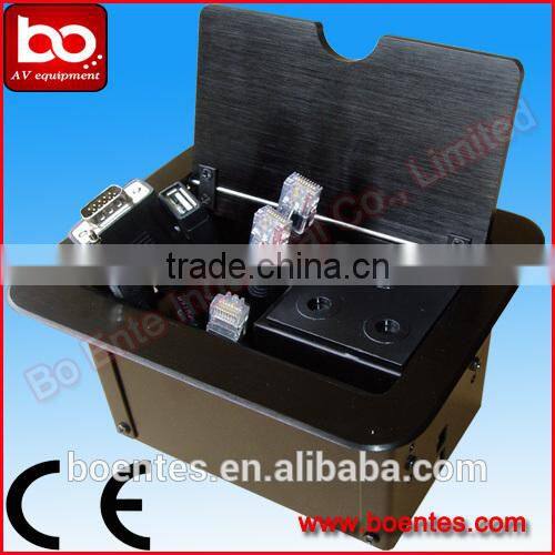 Floor/Table Mount Flip Up Power Socket Box/Cable Cubby with Connection Cable Plugs