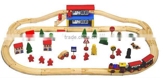 60pcs Wooden Railway Set