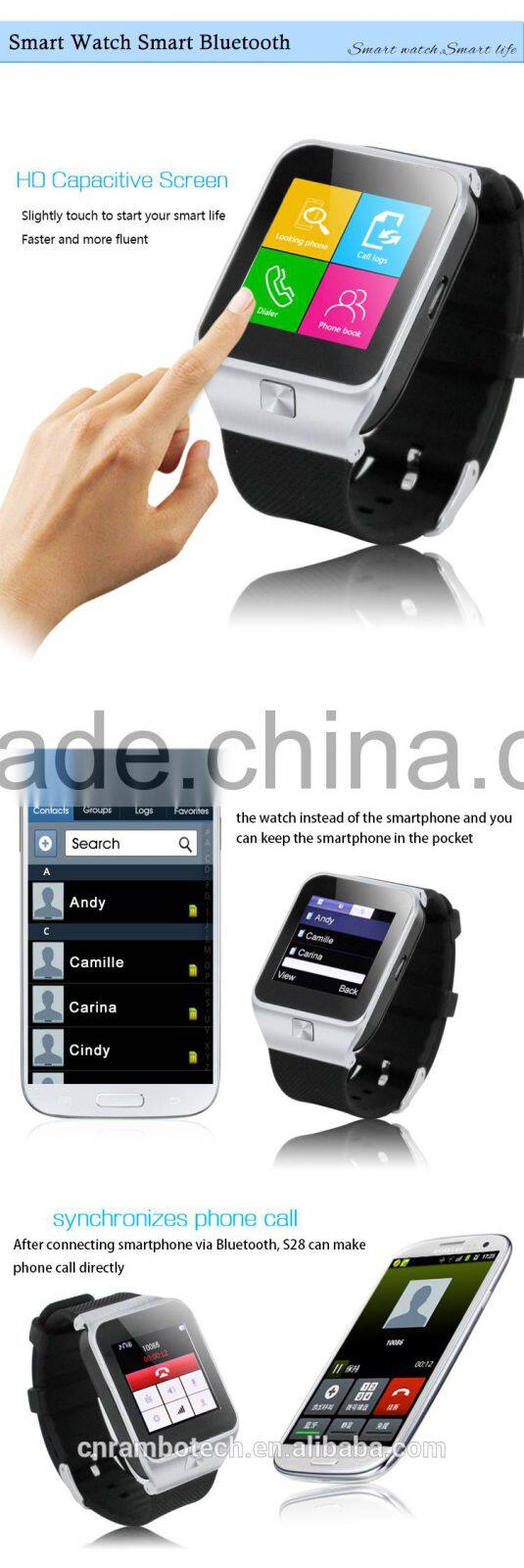 New style design wireless bluetooth wrist watch from China