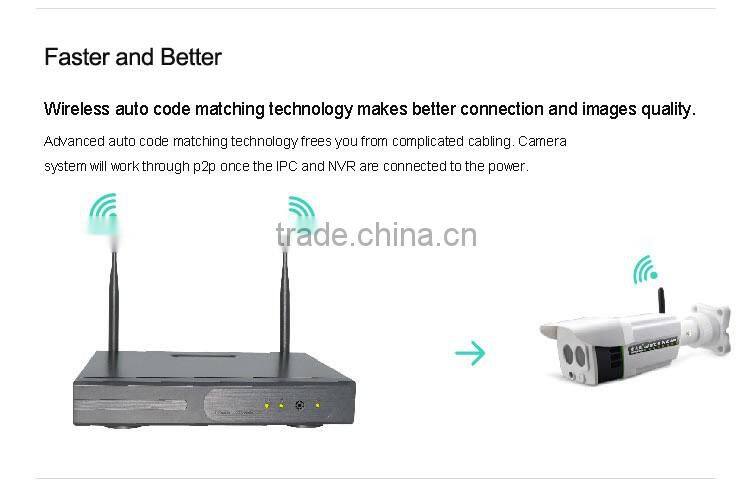 Long range home video security surveillance cctv camera system China, 4ch wifi nvr wireless nvr kit, wifi ip camera with nvr kit