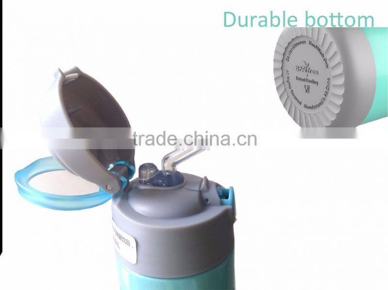2016 new designed kid bottle stainless steel water bottle with straw and suction nozzle
