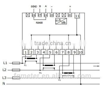 EM535-Mod CT 330mV ac input 3 phase 4 wire rs485 modbus energy meter