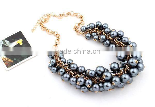New White Grey Pearl Choker Pendant Statement Necklace Women Necklaces & Pendants Fashion Necklaces for Women 2014