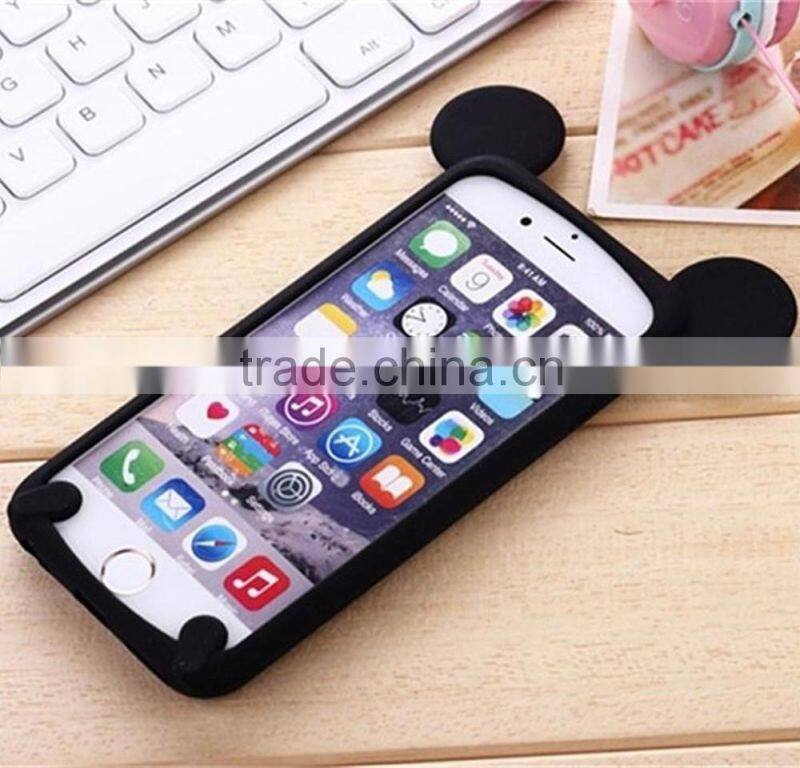 soft silicone Material colorful 3D cartoon Mickey mouse ear phone cover For iphone5 6 6s 7 plus cases