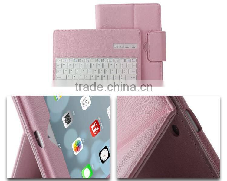 Promotional Price 9.7 inch leather wireless bluetooth keyboard case for ipad air