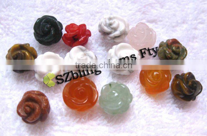 Wholesale gemstone craft synthetic turquoise carved flower beads for bracelet