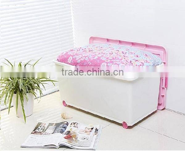 Plastic clothes storage box with wheels