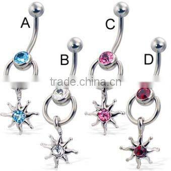Fashion dangle navel bars body piercing jewelry