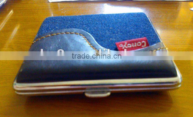 genuine leather covered metal cigarette case novely design