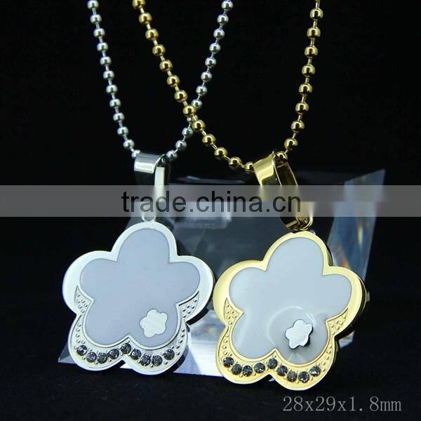 Fashion Flower Metal pendant with diamond for ladies