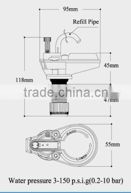 American style Anti-siphon mini pilot fill valve