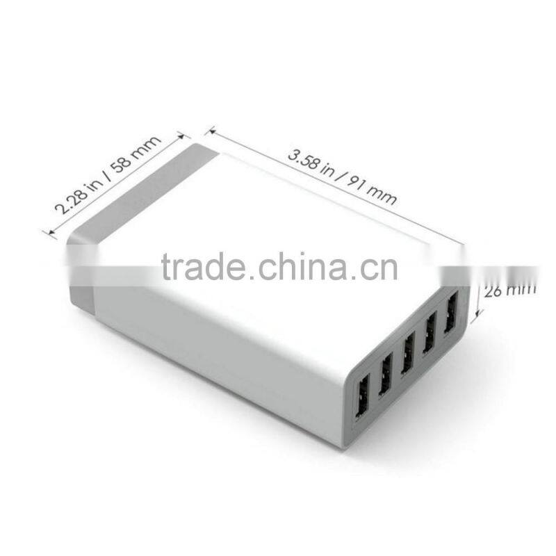 phone charger factory 5v 8a 40w 5 port usb charger with US cable