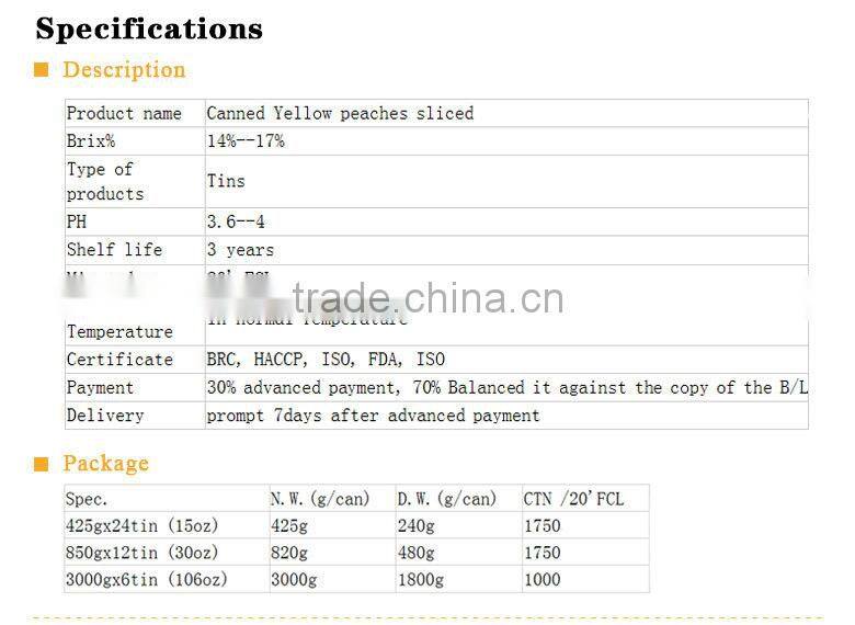 canned yellow peach sliced in syrup