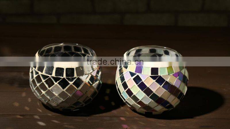 Mosaic decor Glass Candleholder glass jar colored paster