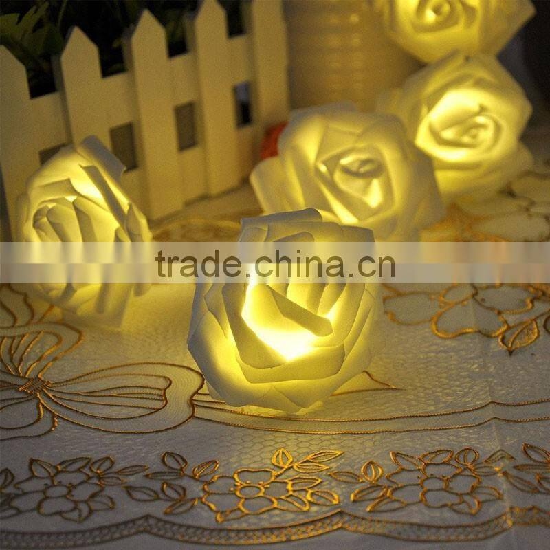 20 LED Rose Flower String Lights for Wedding Garden Party Christmas Decoration Warm White