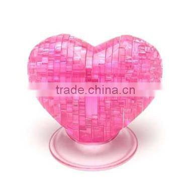 sweet heart 3D crystal pink heart jigsaw house decor toys