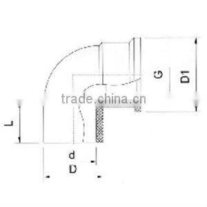 UPVC copper thread elbow 90 DIN PN16 /plastic Elbow 90