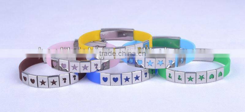 silicone bracelet with metal