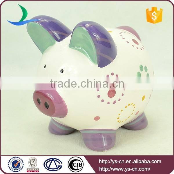 YScb-1 Wholesale hand paint ceramic piggy bank for kids
