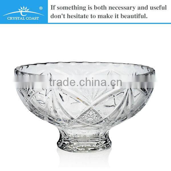 unique round decorative transparent fruit glass salad bowl