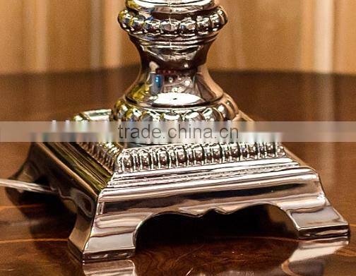 K9 crystal lamp body metal lamp bottom table lamp with fabric lampshade