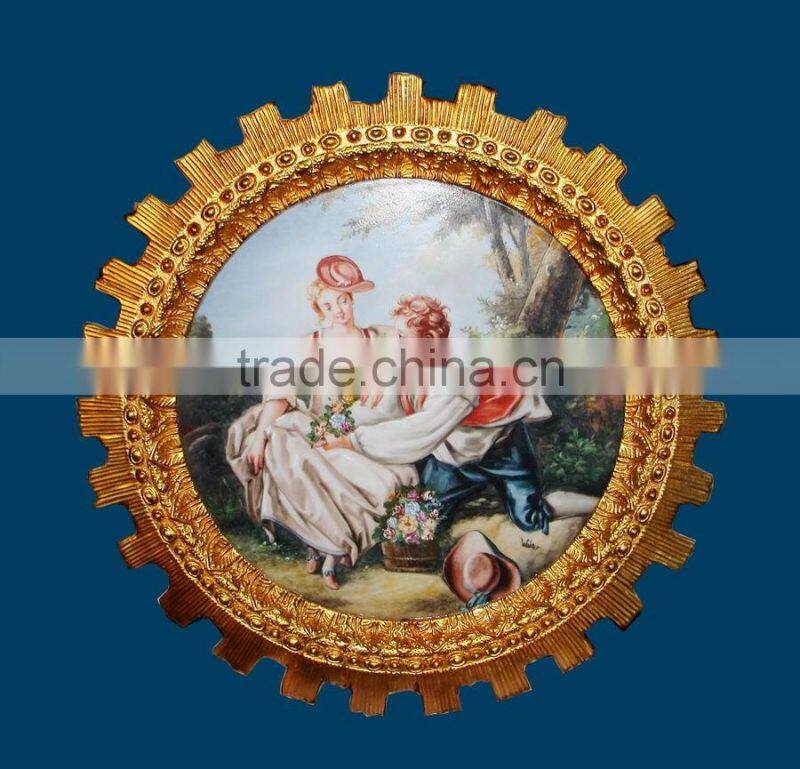 European Luxury Gold Plated Copper and Ceramic Art Painting, Wall Decorated Painting