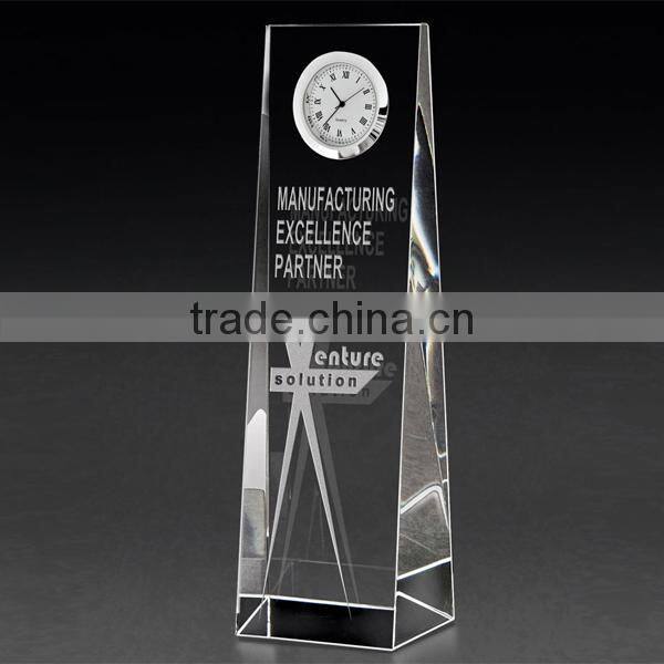 2016 wedge shaped optical crystal tower clock