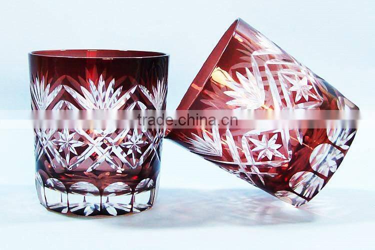 cobalt blue 8 oz stock hand cut round glass tumbler