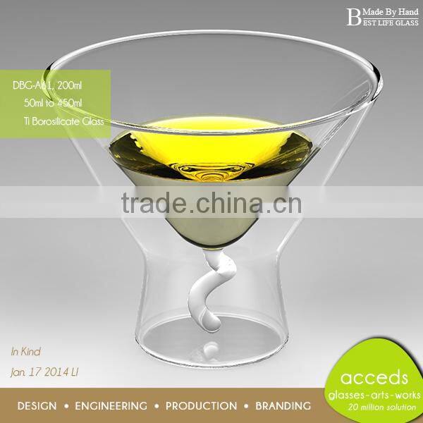 Personalized Mouth Blown Pyrex High Quality Double Beer Glass