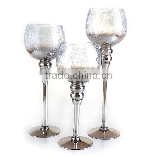 3-tier long-stemmed cheap glass candle holder