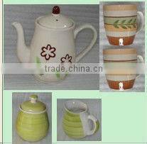 5pcs stoneware tea set with hand painted