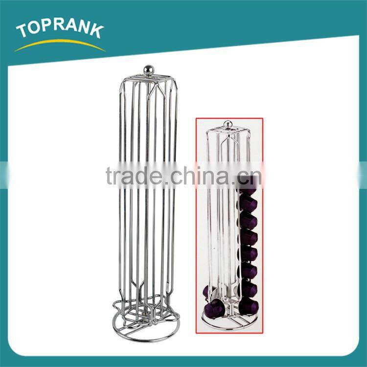 40psc coffee capsule storage rack rotating durable chrome coffee pod holder