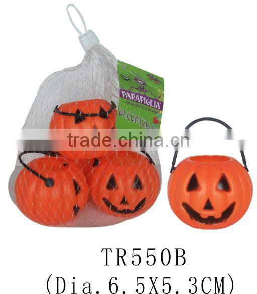 Eco-friendly mesh bag packing halloween pumpkin bucket set with handle