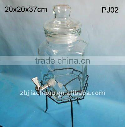 PJ02 hexagon clear glass beverage dispenser