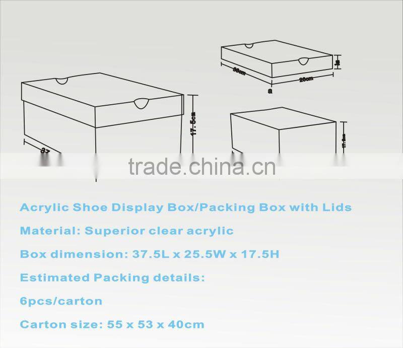 Custom transparent plexiglass shoe box clear acrylic shoe boxes