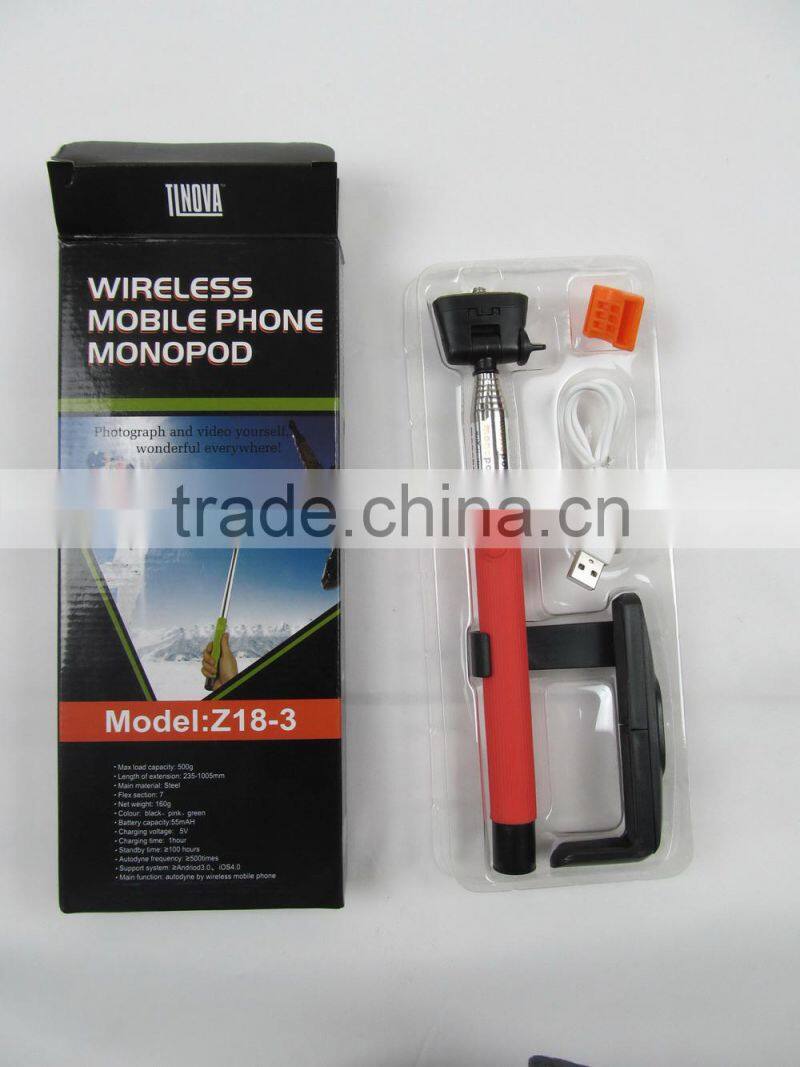 Extendable mobile phone Selfie Handheld Stick Monopod with Adjustable Phone Holder and Bluetooth Wireless Remote Shutte