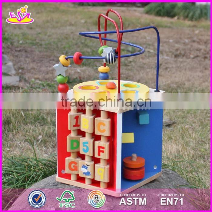 Multi-function 5 in 1 wooden toy activity cube for toddlers W11B136-S